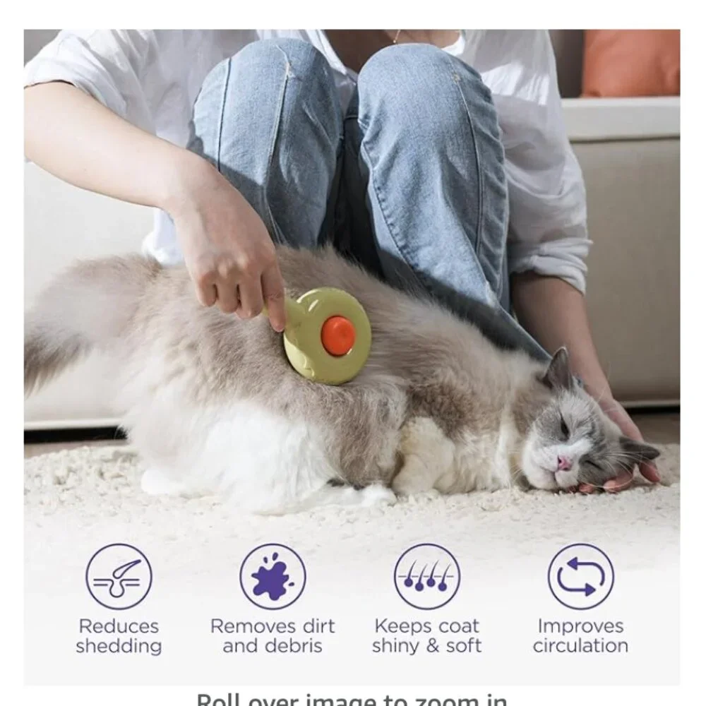 Pet Grooming Brush for Cats and Dogs, Self-Cleaning NEW IN BOX Blue